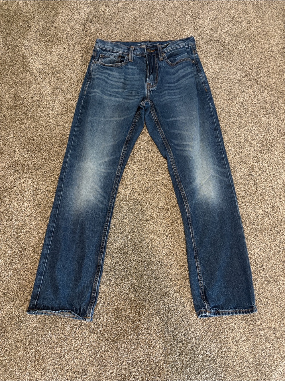Old Navy Distressed Dark Blue Straight Jeans 30x30